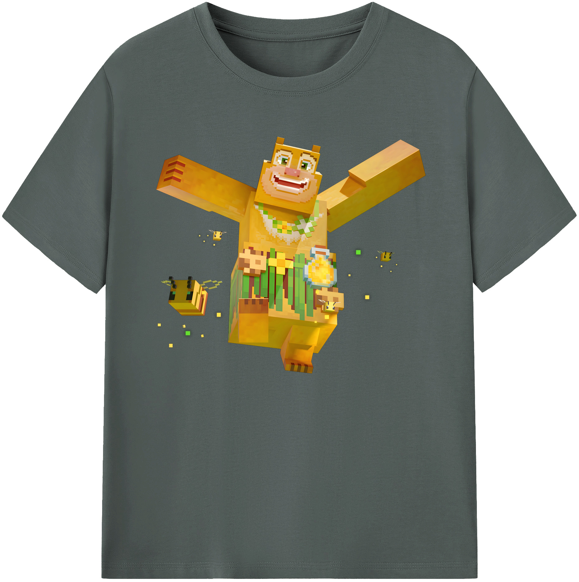 （画像用） マインクラフト ブロックの世界 Minecraft MC Block world 綿100％ メンズ半袖Tシャツ｜肌触りやわらか＆通気性